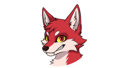 Obraz premium Anthropomorphic Red Fox Character Headshot Illustration.
