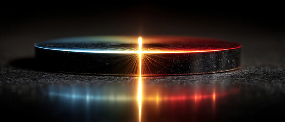 Abstract gradient ferrofluid plate with sharp color transition and central zone