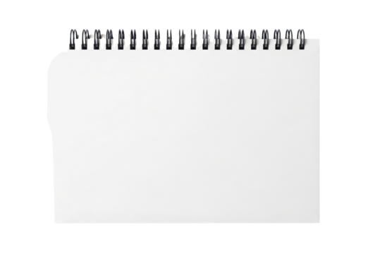 Blank notepad with spiral binding ready for your message isolated PNG with Transparent Background