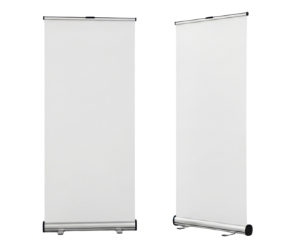 Roll-up banner stand mockups for advertisement isolated PNG with Transparent Background
