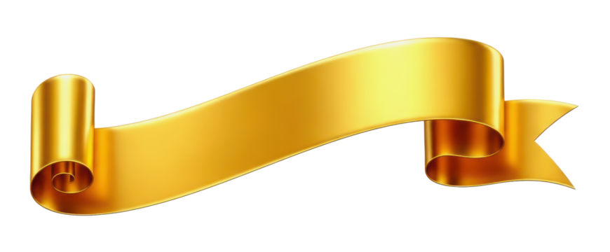 Shiny golden banner ribbon illustration isolated PNG with Transparent Background