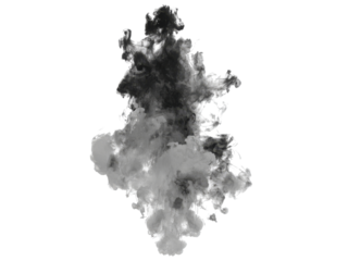 Abstract grayscale ink cloud explosion design element, Isolated On White Background, Png Transparent