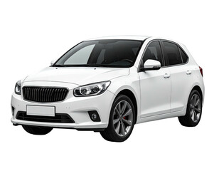 Clean, white hatchback car, isolated on black