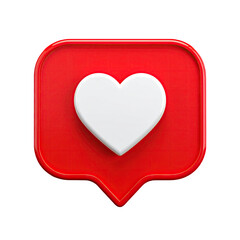 Red chat bubble with a white heart inside