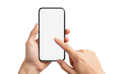 Modern Smartphone Mockup with Blank Screen Held by Hands