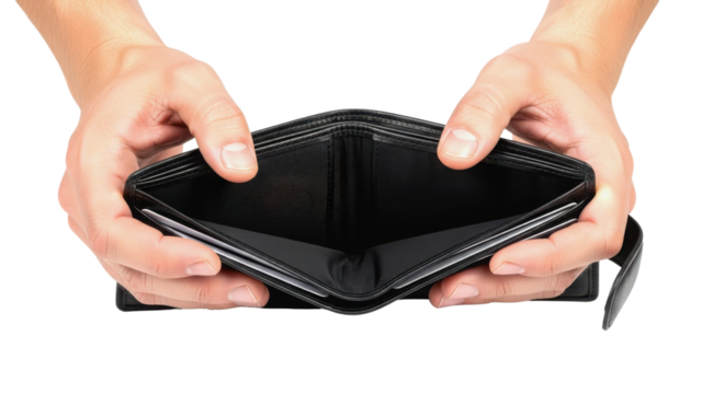 Empty wallet concept isolated PNG with Transparent Background