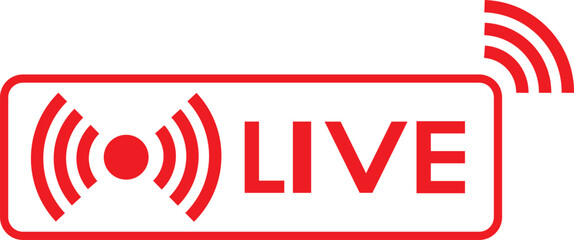 Fototapeta premium Live streaming red icon set. online stream icons. social media channel. Online Broadcast Buttons and Social Media Stream Symbols. broadcasting buttons. online stream icons