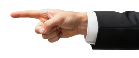 Man in suit pointing a finger isolated PNG with Transparent Background
