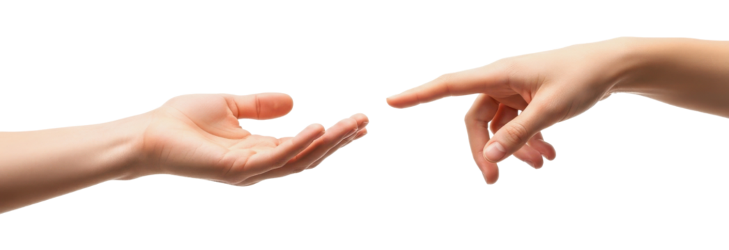 Two hands reaching out to each other isolated PNG with Transparent Background