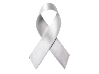 Silver ribbon awareness symbol isolated on black background, Isolated On White Background, Png Transparent