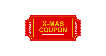 Christmas Discount Coupon Ticket Vector Illustration – Festive Red Holiday Voucher Design for Winter Sale, Gift Card, and Seasonal Promotion, Xmas Coupon Ticket Design Template