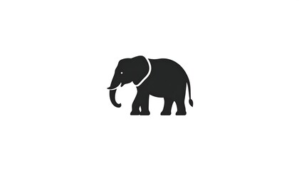 Simple black elephant silhouette against a white background