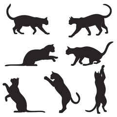Black Cat Silhouettes in Various Poses animal 1