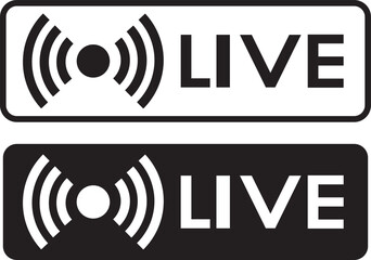 Live streaming red icon set. online stream icons. social media channel. Online Broadcast Buttons and Social Media Stream Symbols.  broadcasting buttons. online stream icons