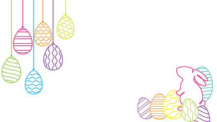 Colorful Easter Egg Hunt with Bunny Silhouette, Spring Holiday Decoration