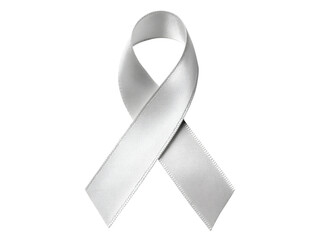 White ribbon symbol of loss grief remembrance support, Isolated On White Background, Png Transparent