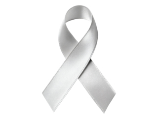 White ribbon symbol of loss grief remembrance support, Isolated On White Background, Png Transparent
