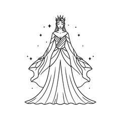 Fototapeta premium Elegant queen illustration in black and white