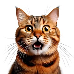 Surprised cat, front view, on white background
