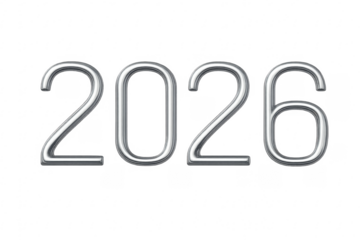 2026 chrome year number on transparent background
