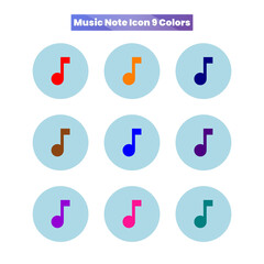 Vibrant music note icons in diverse colors for creative designs, perfect for educational materials, websites, and social media content, add a playful touch to your project with these modern symbols