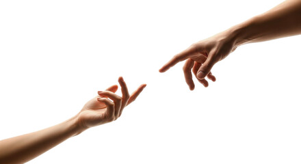 Two hands reaching out to touch concept isolated PNG with Transparent Background