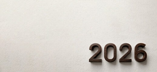 copy space new Year 2026 Wooden Numbers.