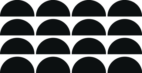 Pattern of black semicircles on white background creates a visually interesting design isolated on white background