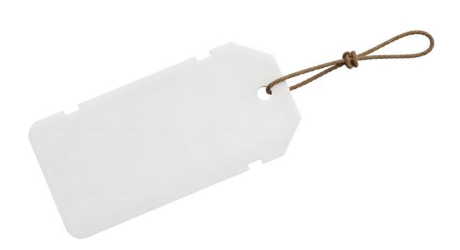 Blank white tag with string isolated on transparent background