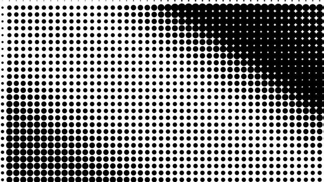 Black and white halftone dots animated in stop motion style for motion element background
