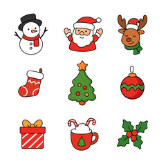 Cute Christmas Icons Set
