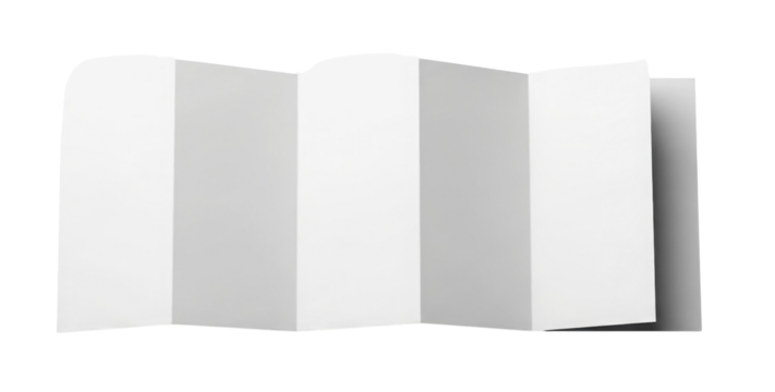 Blank zigzag folded paper flyer for commercial use isolated PNG with Transparent Background