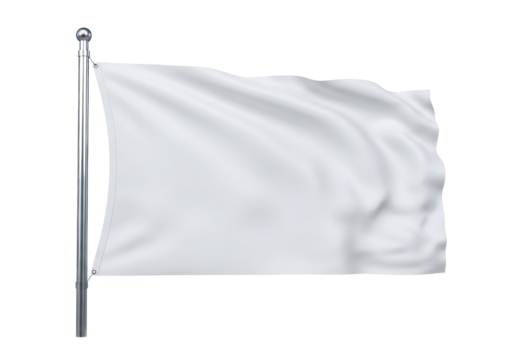 White flag waving in the wind isolated PNG with Transparent Background