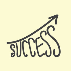 Success Text with Growth Arrow Business Inspiration. Concept Motivation, business target, resolution, Achievement and Progress opportunity. Career and Goal Symbol.