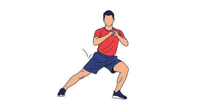Man performing a side lunge exercise for fitness and health.