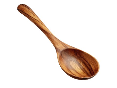 Elegant wooden serving spoon isolated on black background, Isolated On White Background, Png Transparent - Powered by Adobe