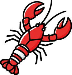 Flat Minimalist Lobster Illustration for Branding and Icons.