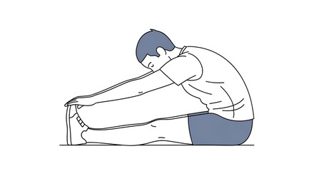 Man performing seated forward bend stretch for flexibility and relaxation.