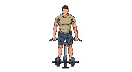 Muscular Man Performing Standing Shrugs with Trap Bar for Shoulder and Upper Back Strength.