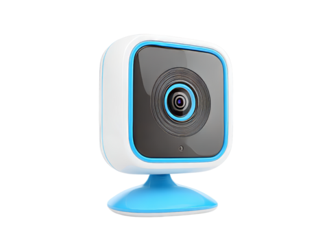 Modern blue and white webcam technology device, Isolated On White Background, Png Transparent