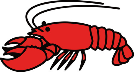 Flat Vector Lobster with Clean Bold Outline