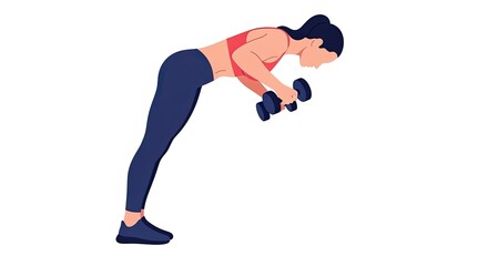 Woman performing dumbbell bent over reverse fly exercise for upper back and shoulder strength.