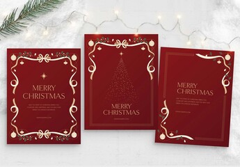 Traditional Christmas Flyer Template in Classic Festive Red & Gold Colours & Elegant Style