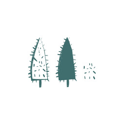Hand drawn scandinavian christmas trees in simple folk minimal style for modern decor and holiday design projects