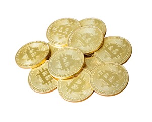 Bitcoin coins isolated Digital currency. Cryptocurrency.	