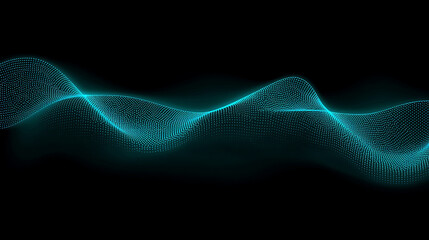 Abstract Blue Particle Wave on Black Background for Technology and Innovation Concepts