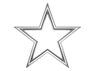 Silver star shape award badge graphic design element, Isolated On White Background, Png Transparent