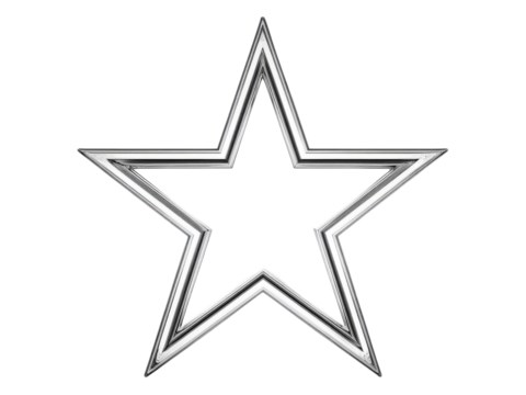 Silver star shape award badge graphic design element, Isolated On White Background, Png Transparent