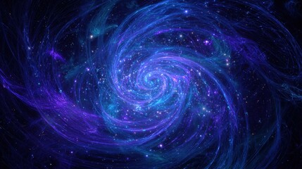 Obraz premium Vibrant electric blue cosmic swirl abstract fractal pattern