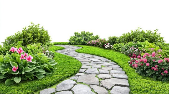 Organized English garden flower landscape outdoors.
